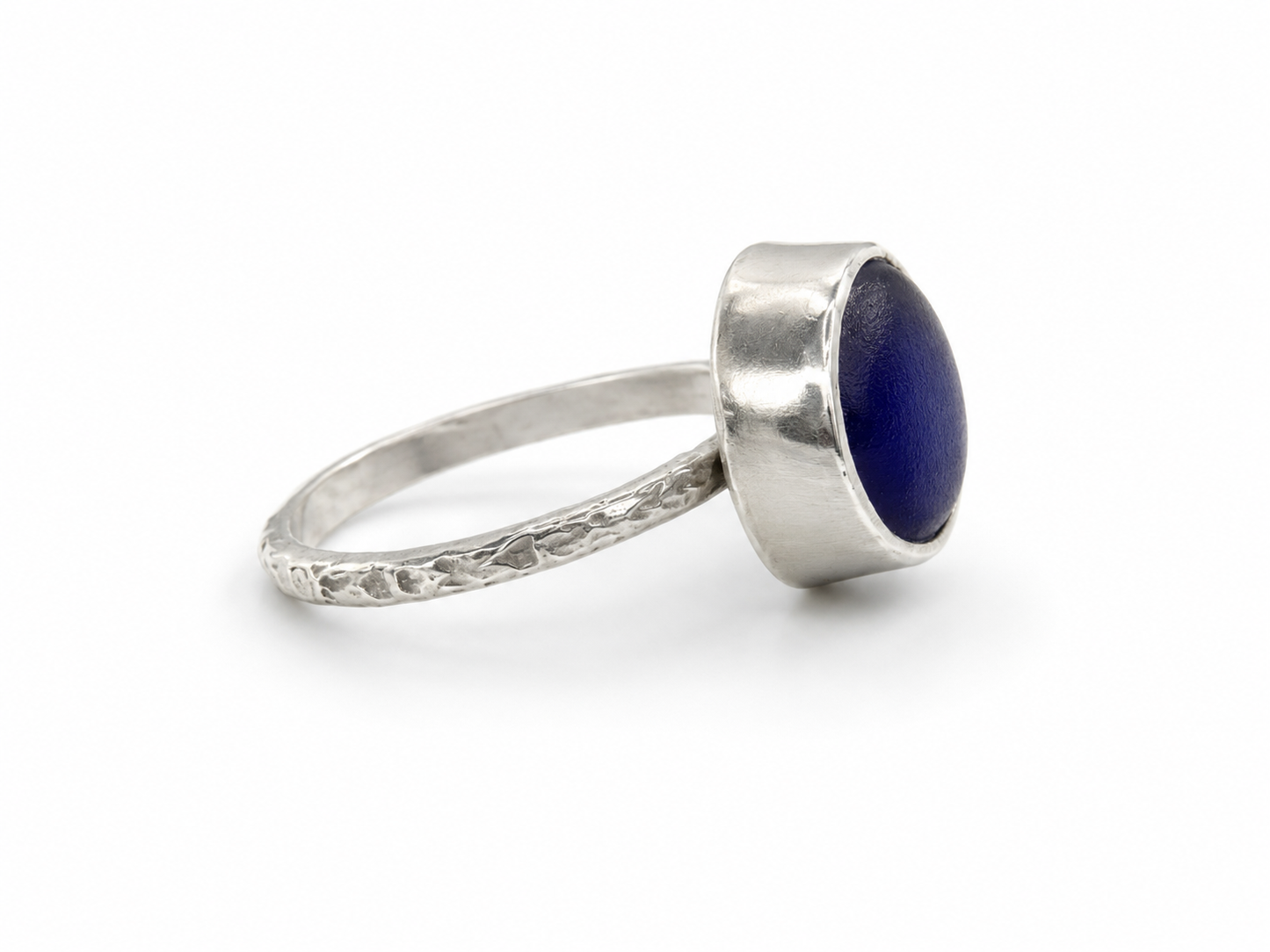 Cobalt Blue Sea Glass Ring | Sterling Silver | Handmade | Size 7.5