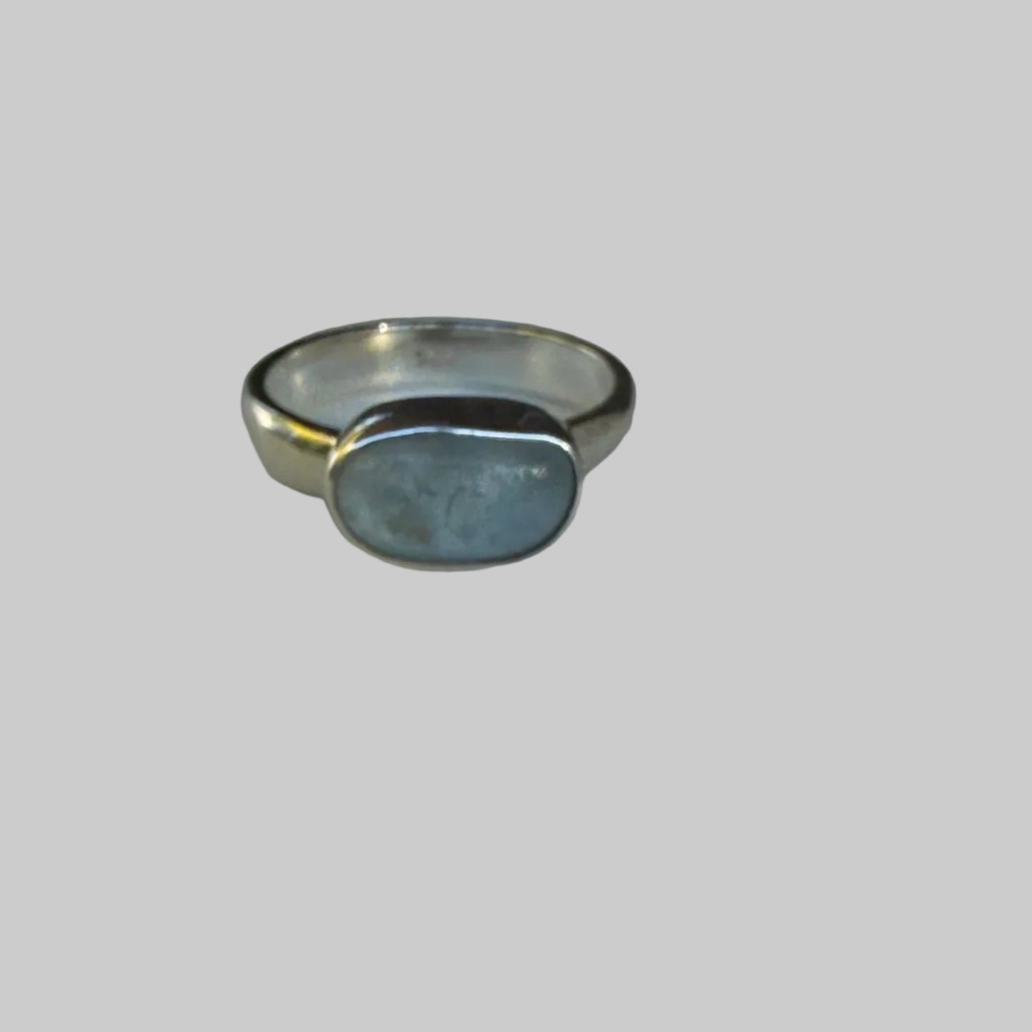 Ice Blue Sea Glass Ring – Size 5.5 | Delicate Pinky Ring