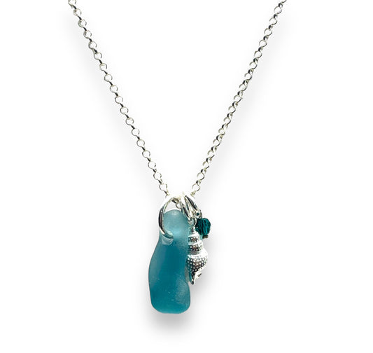 Seaglass & charms necklace