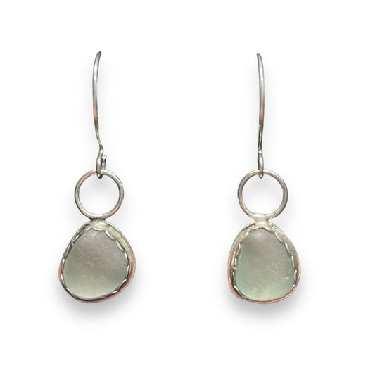 Seafoam seaglass and silver earrings