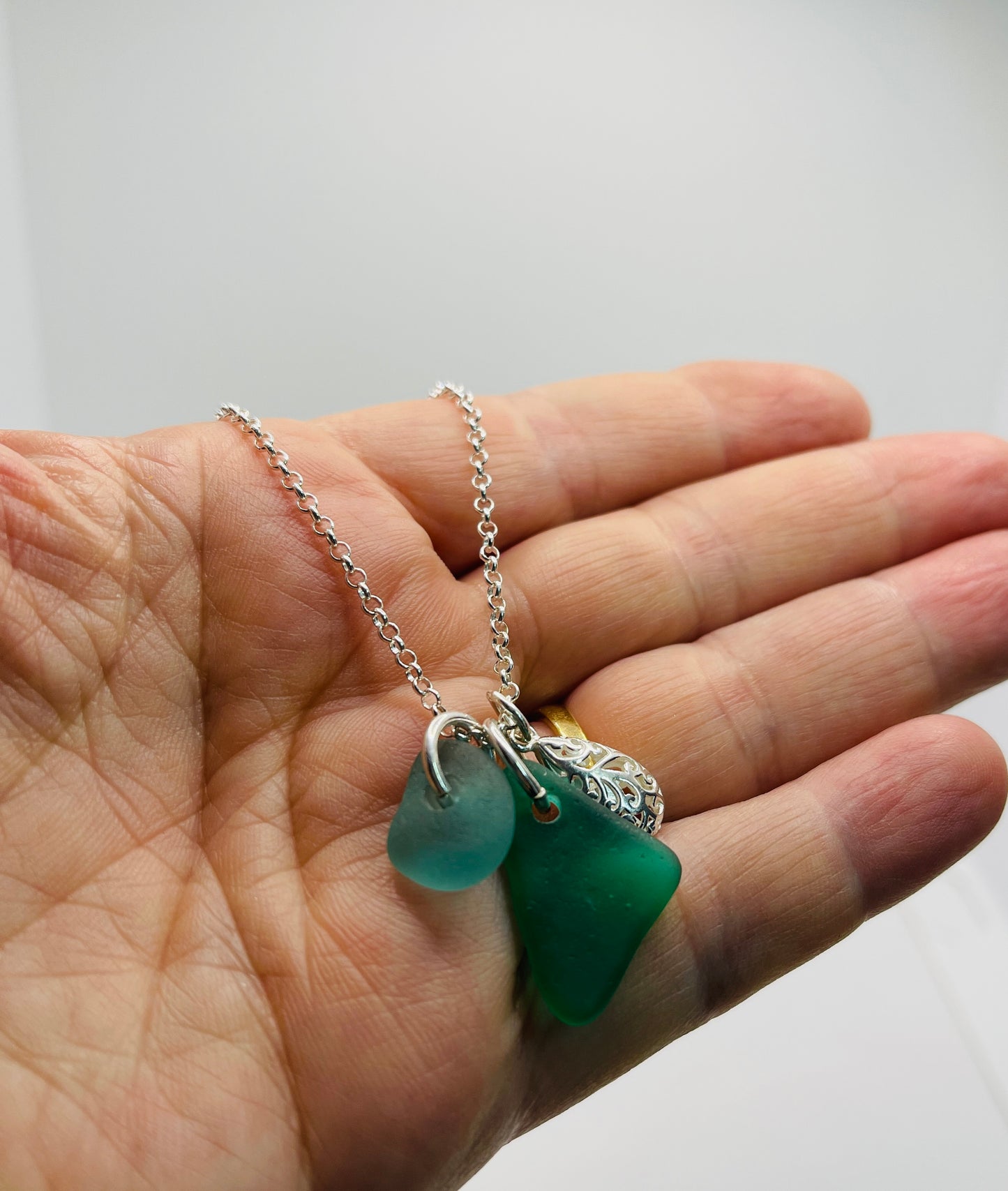 Seaglass Greens Charm Necklace