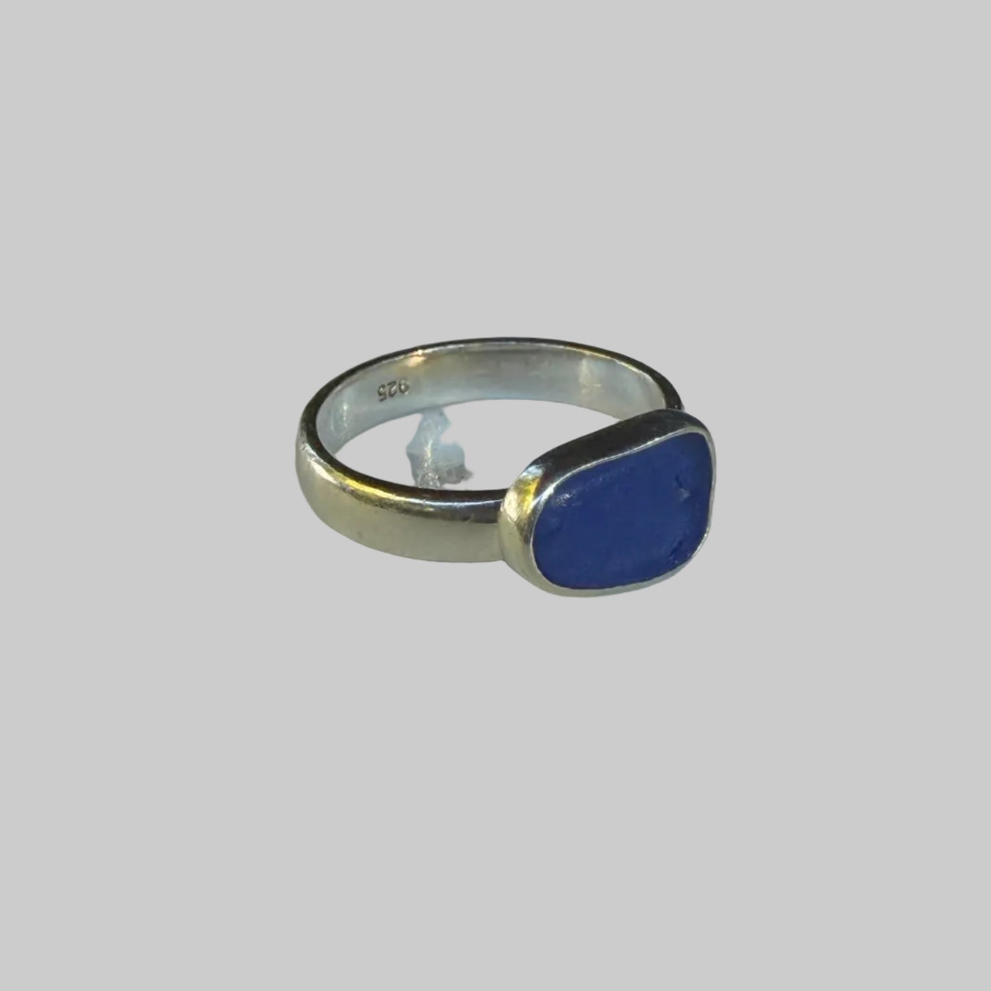 Cobalt Blue Sea Glass Sterling Silver Ring – Size 5.5