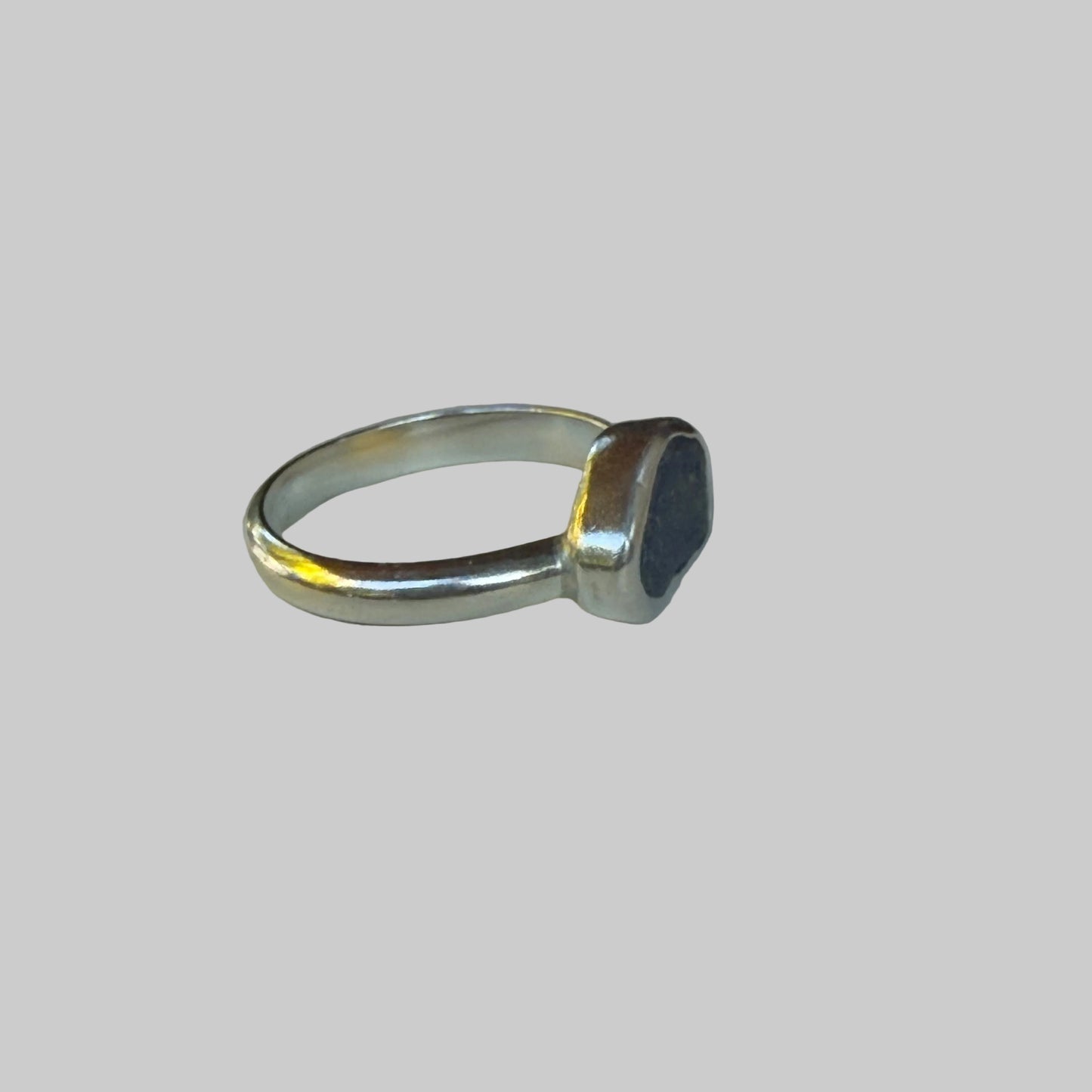 Dark Navy Sea Glass Ring – Sterling Silver | Size 6.5