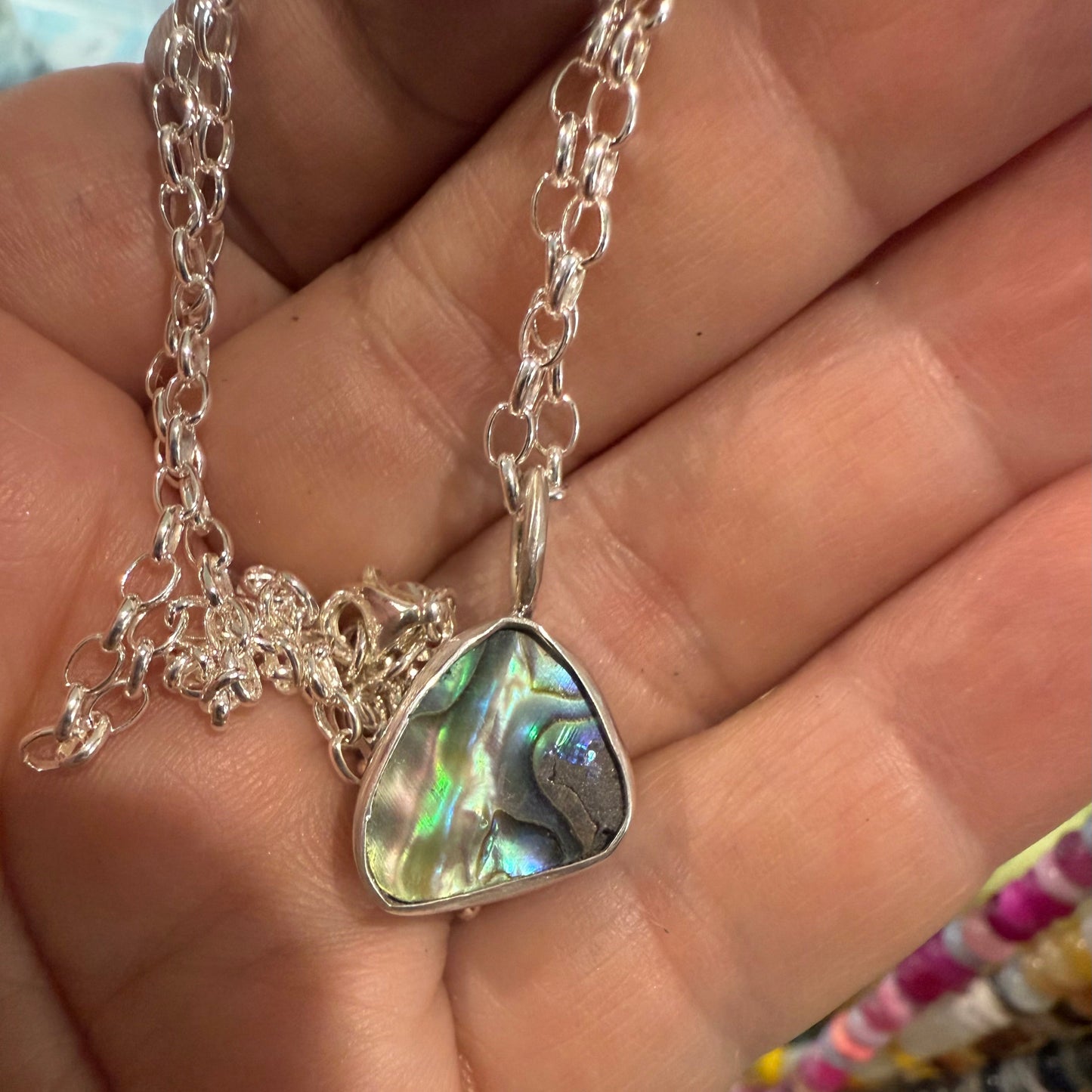Paua shell pendant necklace