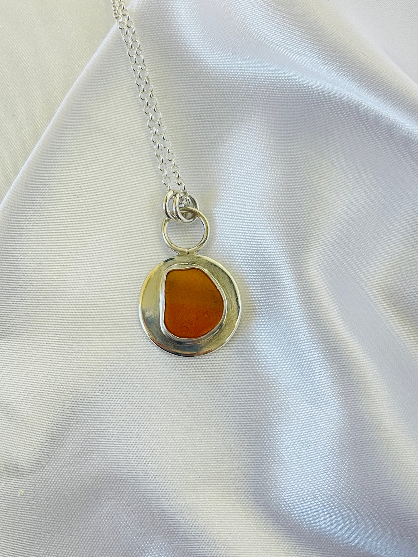 Rare Orange Seaglass Pendant Necklace