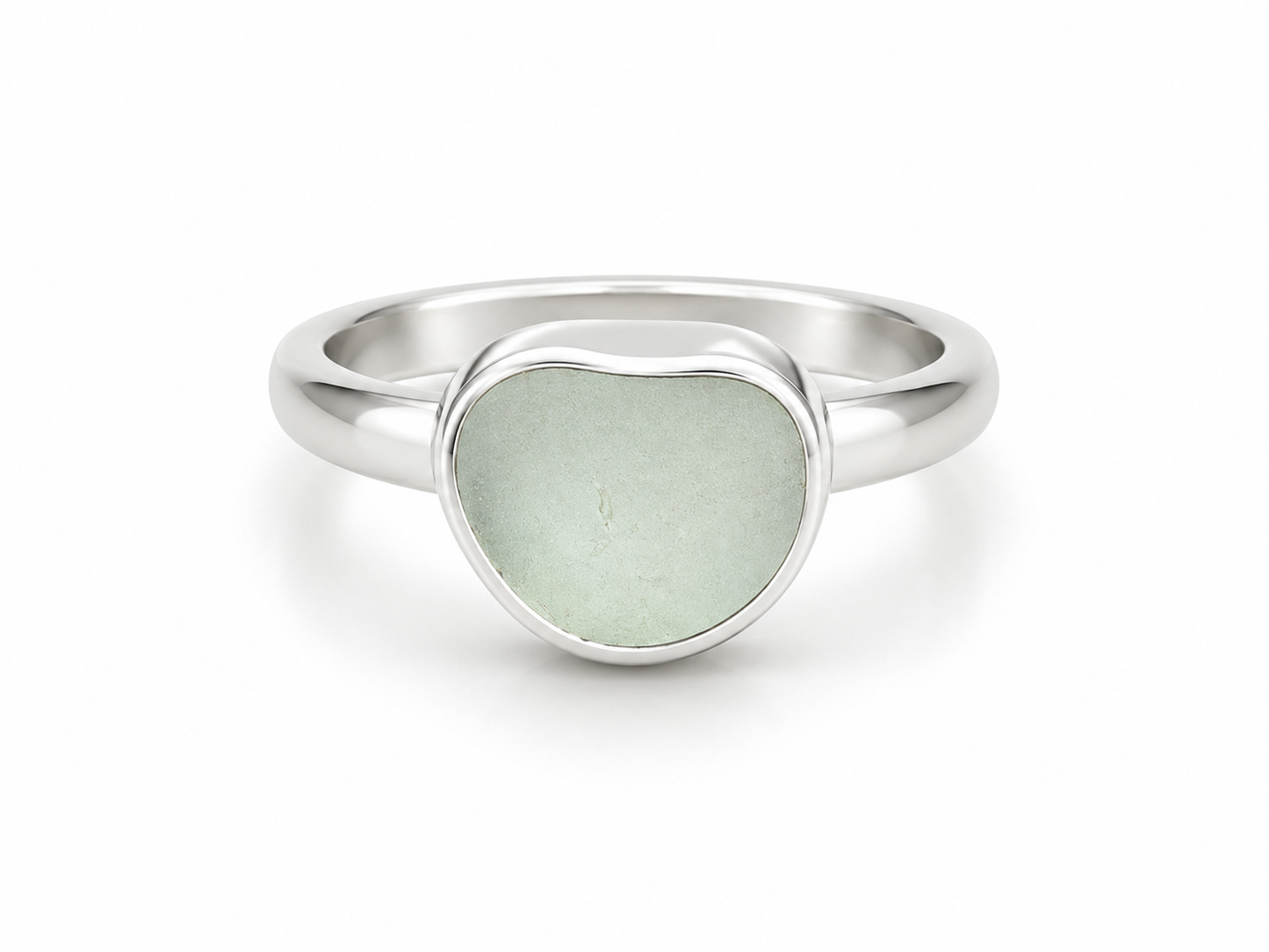 Sterling Silver Pale Aqua Sea Glass Ring – Handmade | Size 5
