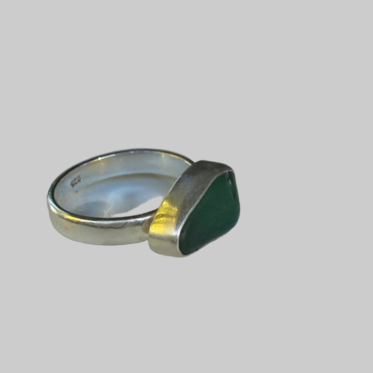 Deep Forest Sea Glass Ring – Size 7