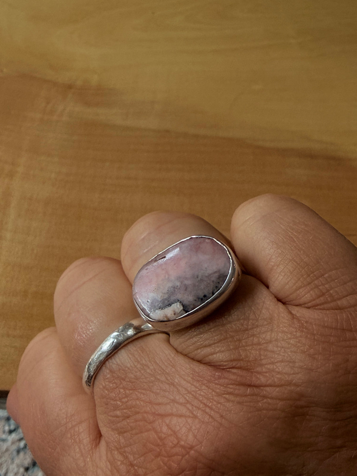 One-of-a-Kind Rhodochrosite Sterling Silver Ring size 7