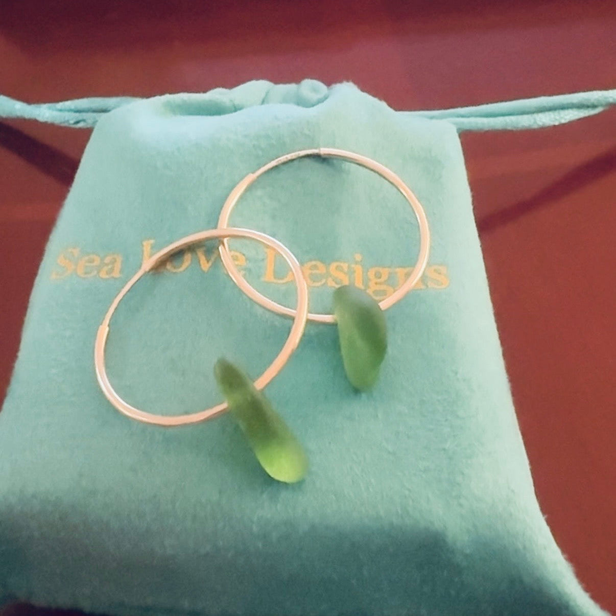 Coastal Green Sterling silver hoop earrings