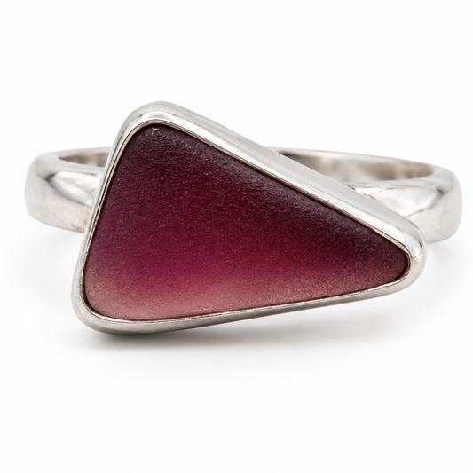 Plum Tide Sea Glass Ring – Sterling Silver | Size 8.5
