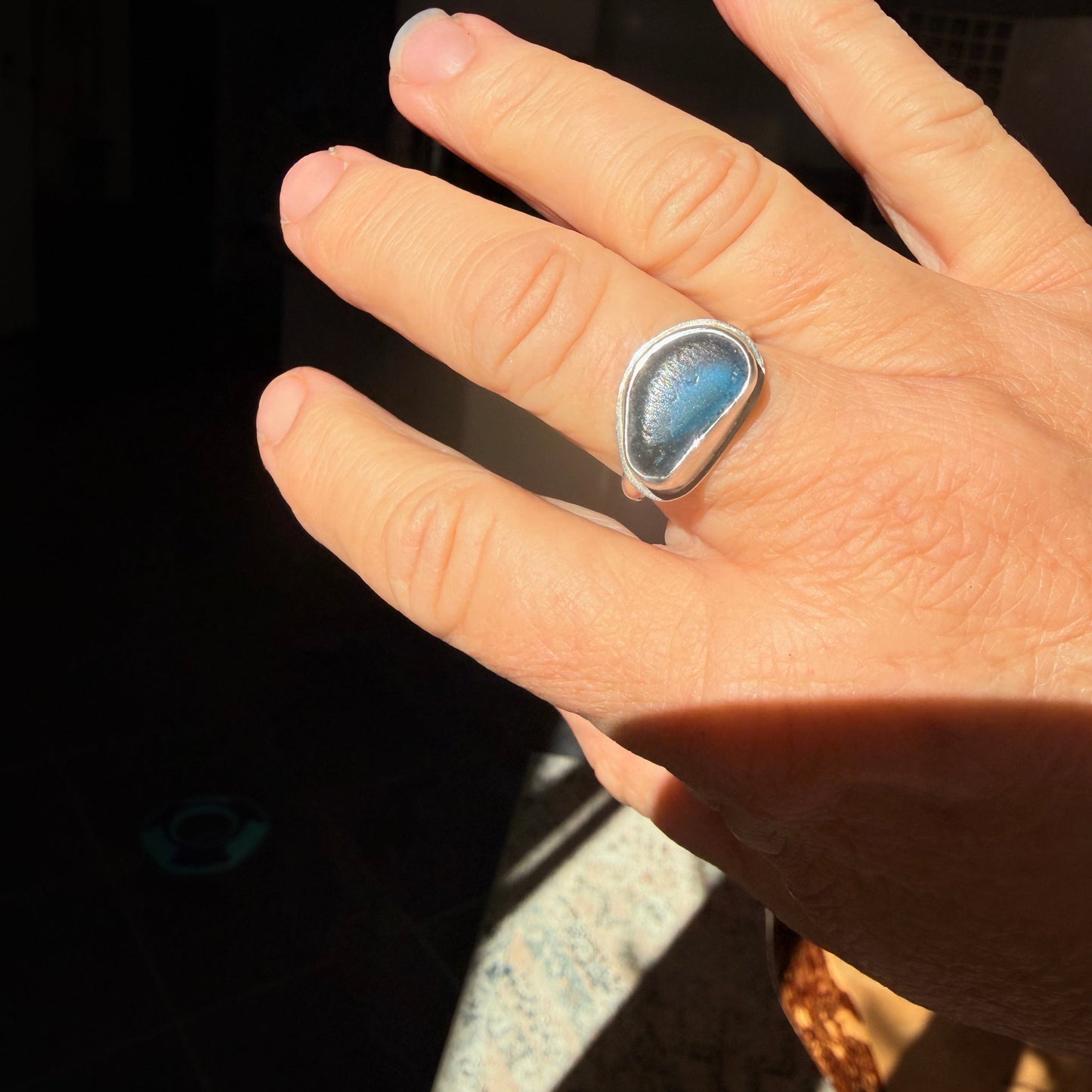 Cobalt Blue Sea Glass Ring – Size 8
