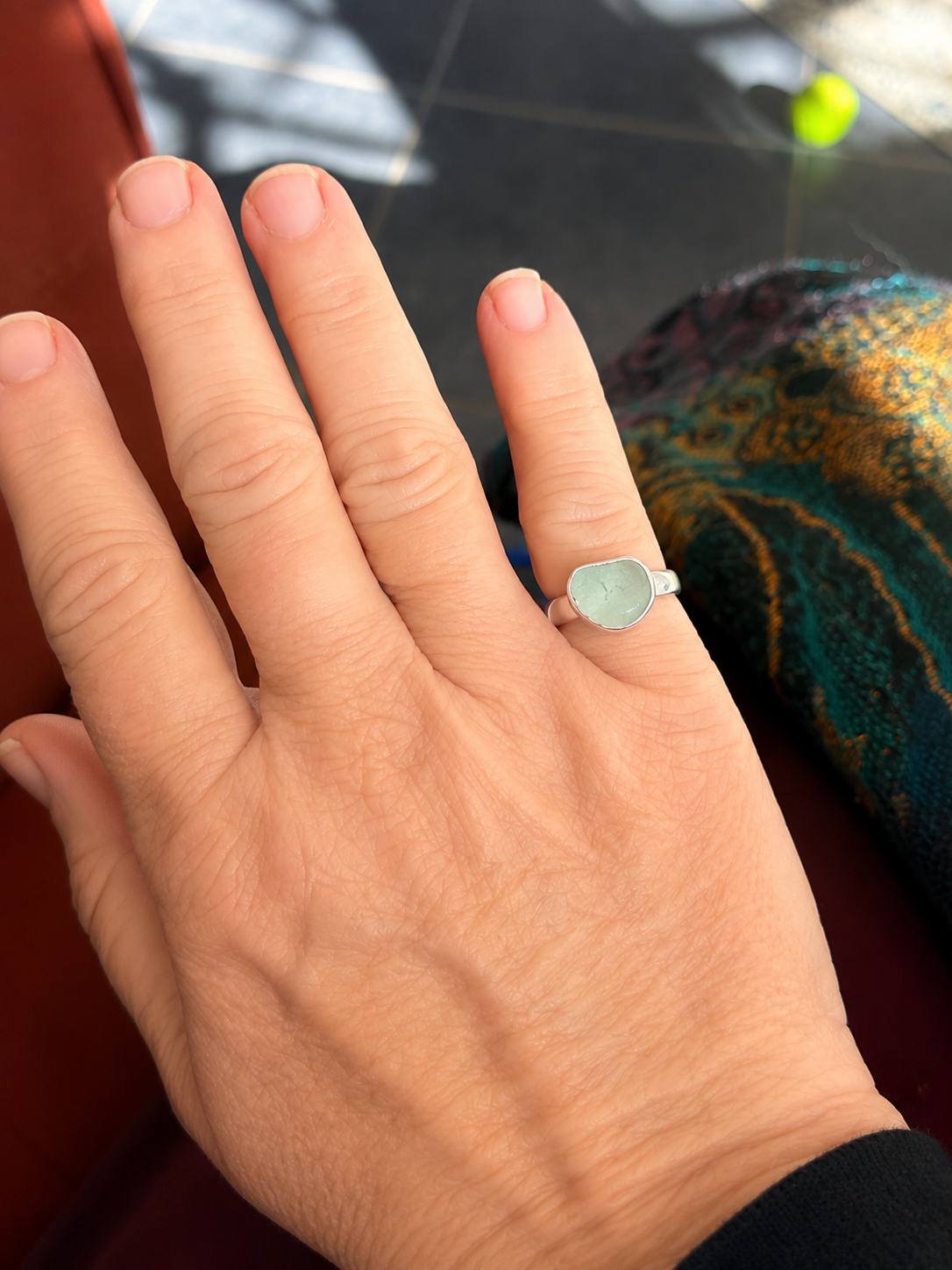 Sterling Silver Pale Aqua Sea Glass Ring – Handmade | Size 5