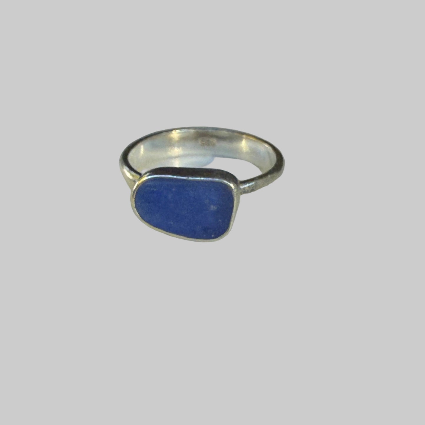 Cobalt Blue Sea Glass Sterling Silver Ring – Size 5.5