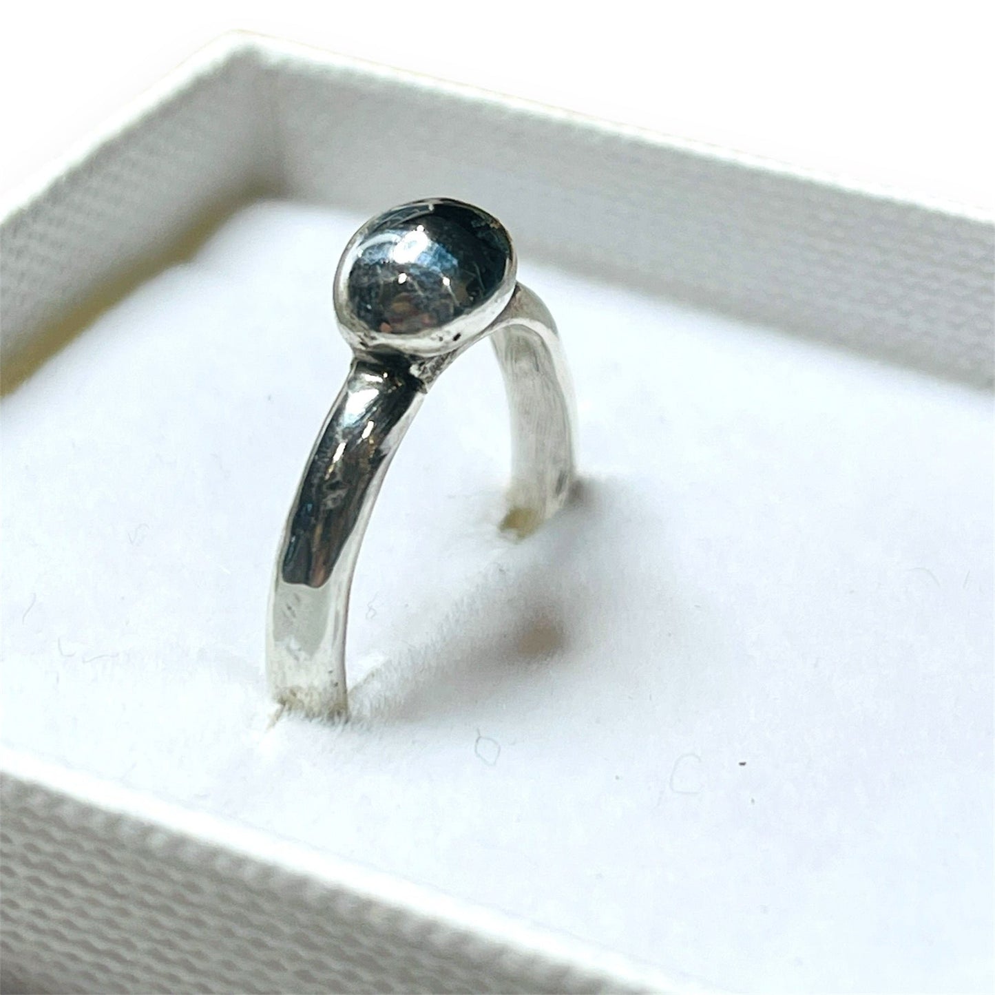 Sterling Simplicity: Handforged Silver Ball Ring – Size 6