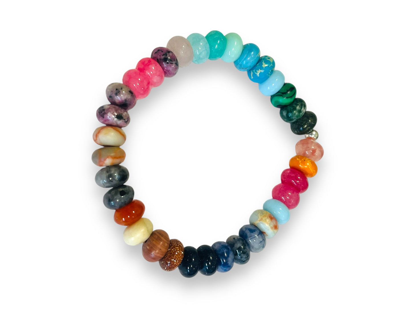 Coastal Kaleidoscope – Multicolored Semi-Precious Gemstone Beaded Bracelet