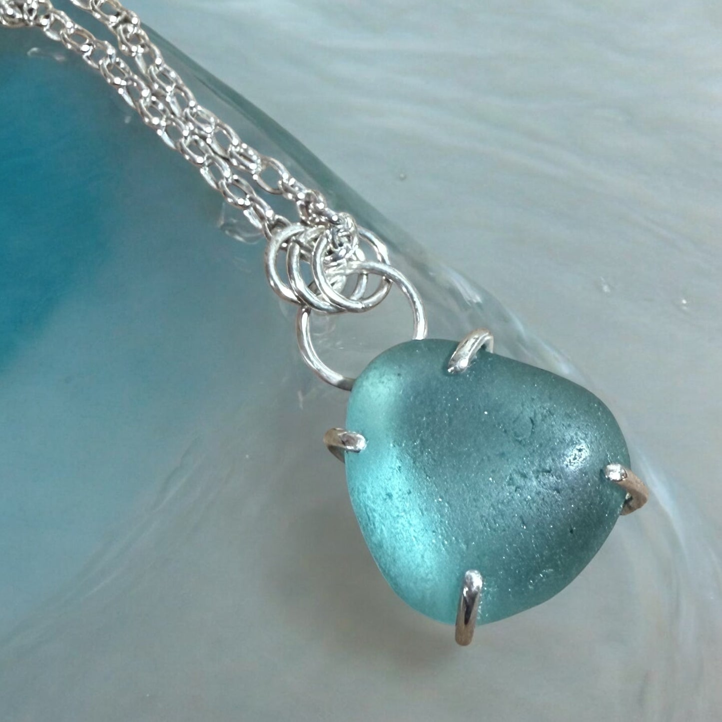 Blue Tide Seaglass Pendant Necklace