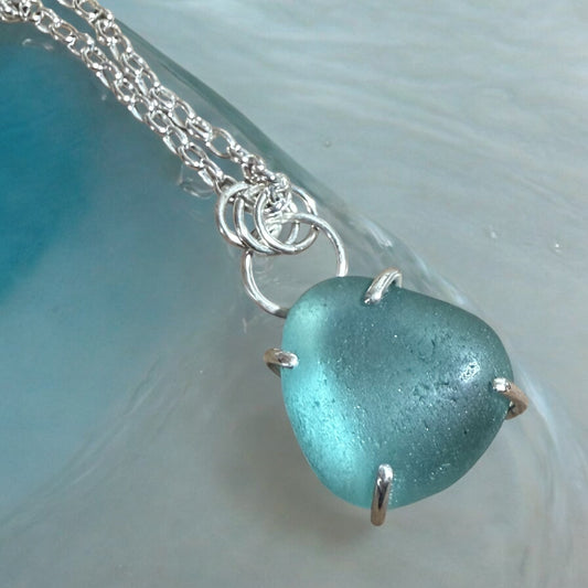 Blue Tide Seaglass Pendant Necklace