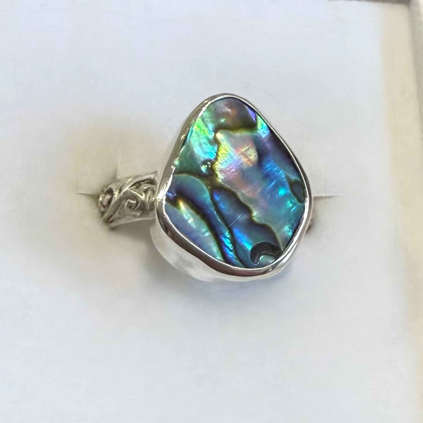 Paua shell and sterling silver ring