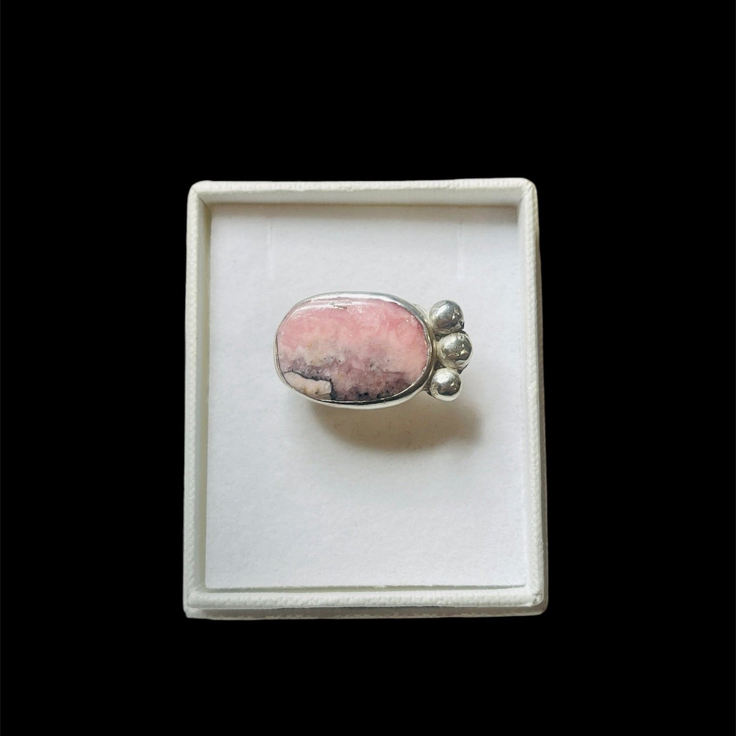 Blush Bloom: Pink Rhodochrosite Stone Ring – Size 7