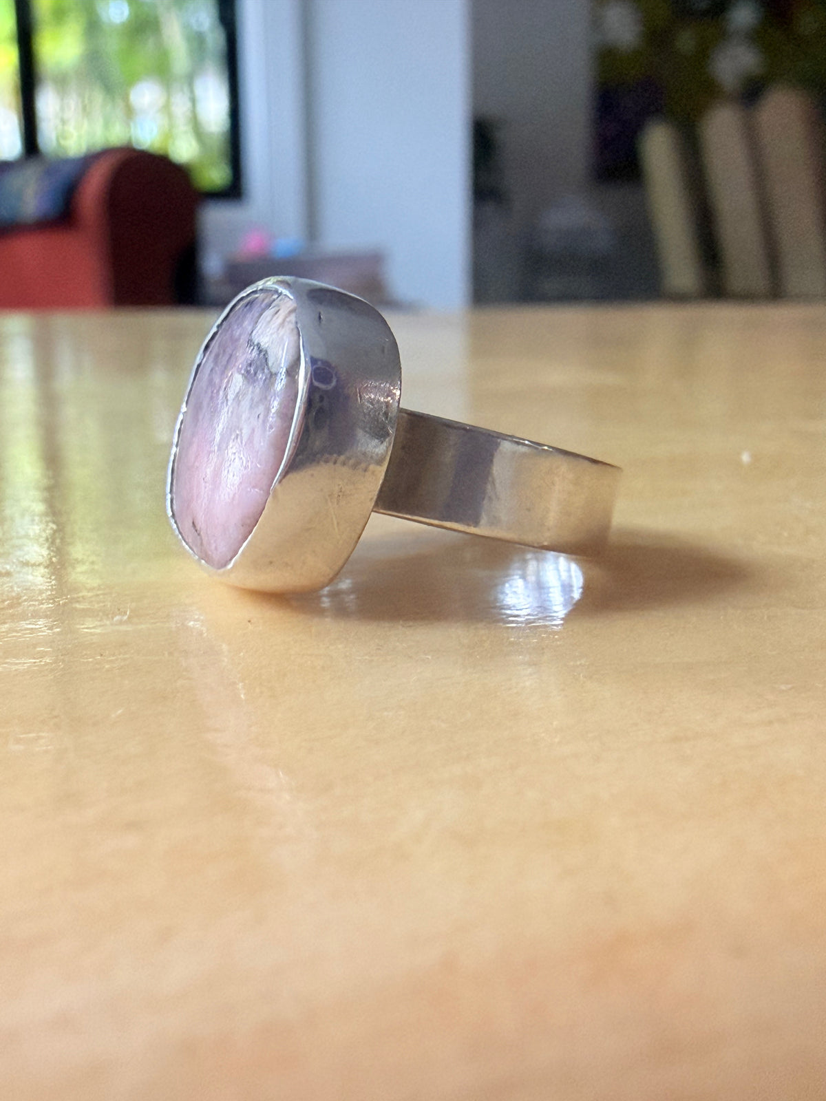 One-of-a-Kind Rhodochrosite Sterling Silver Ring size 7