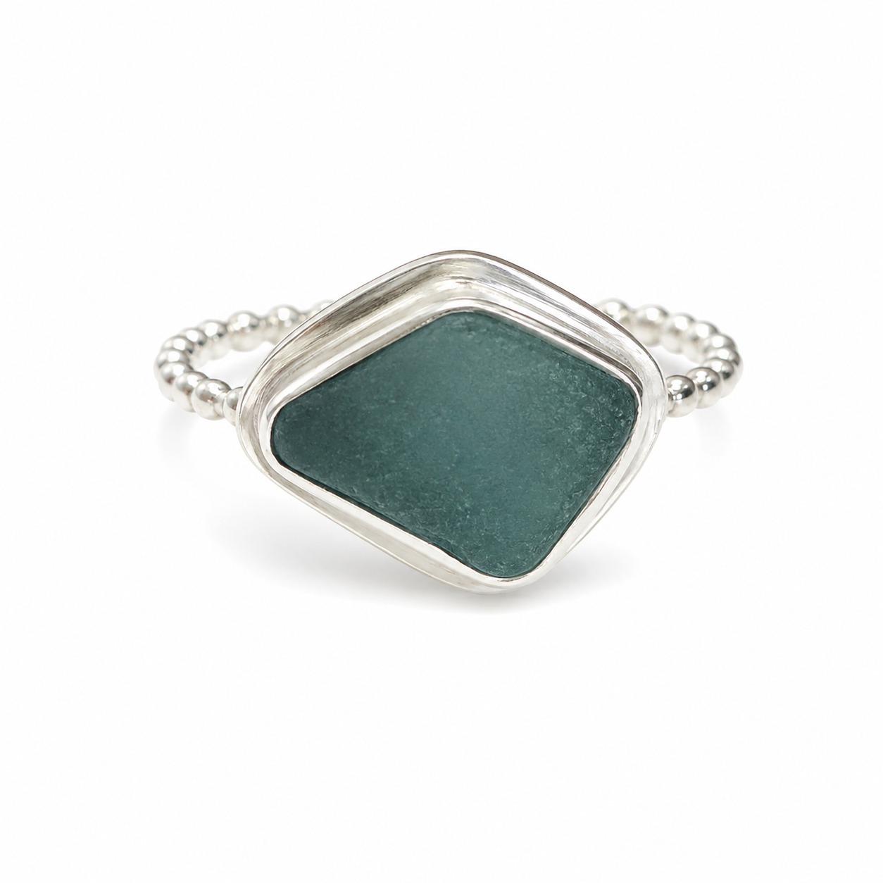 Deep Ocean Sea Glass Ring – Size 8
