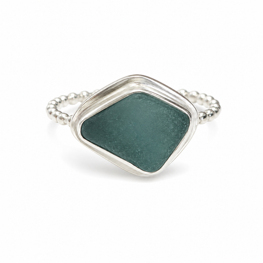 Deep Ocean Sea Glass Ring – Size 8