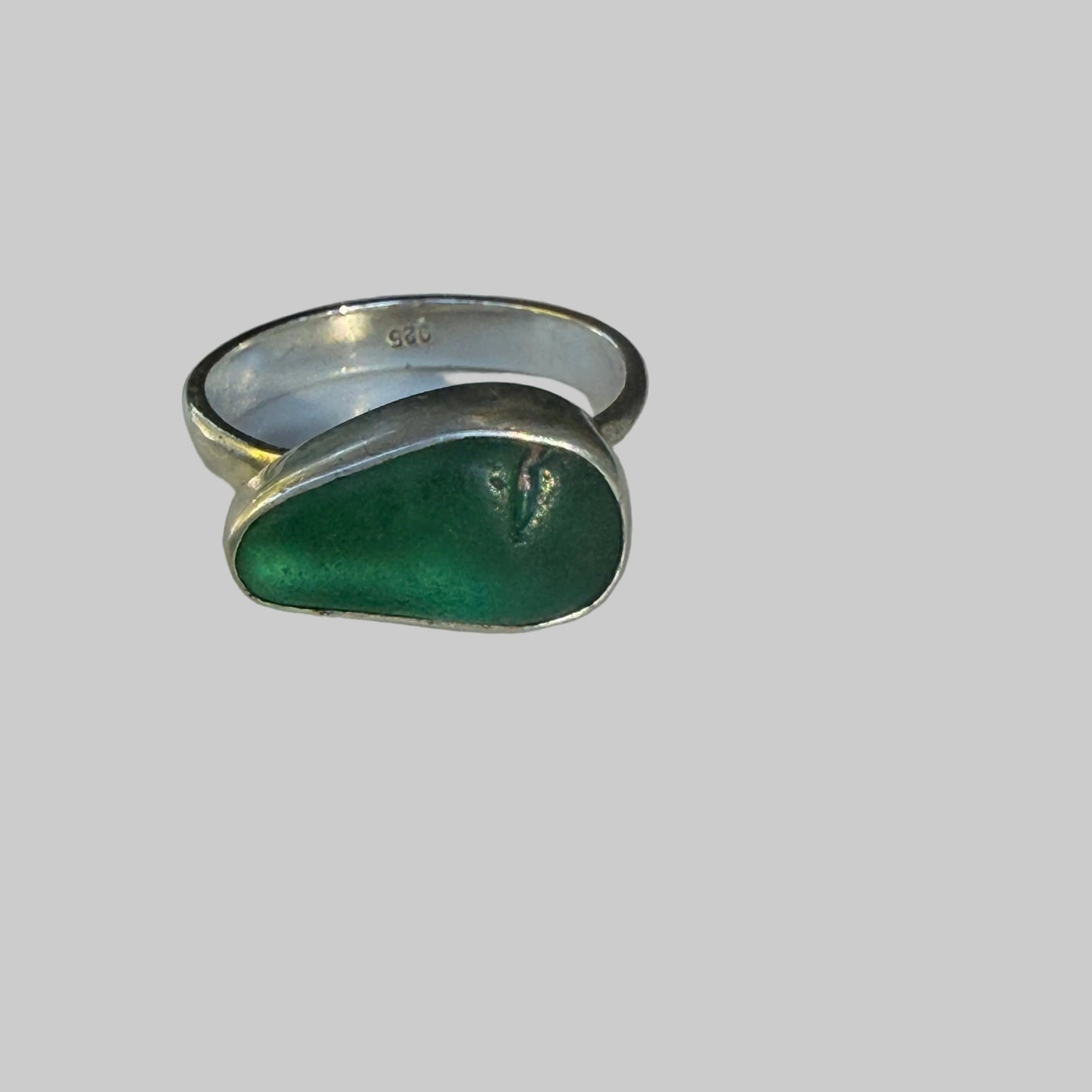 Deep Forest Sea Glass Ring – Size 7