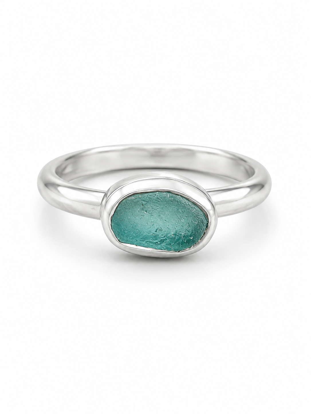 Sterling Silver Aqua Sea Glass Ring – Size 5.5