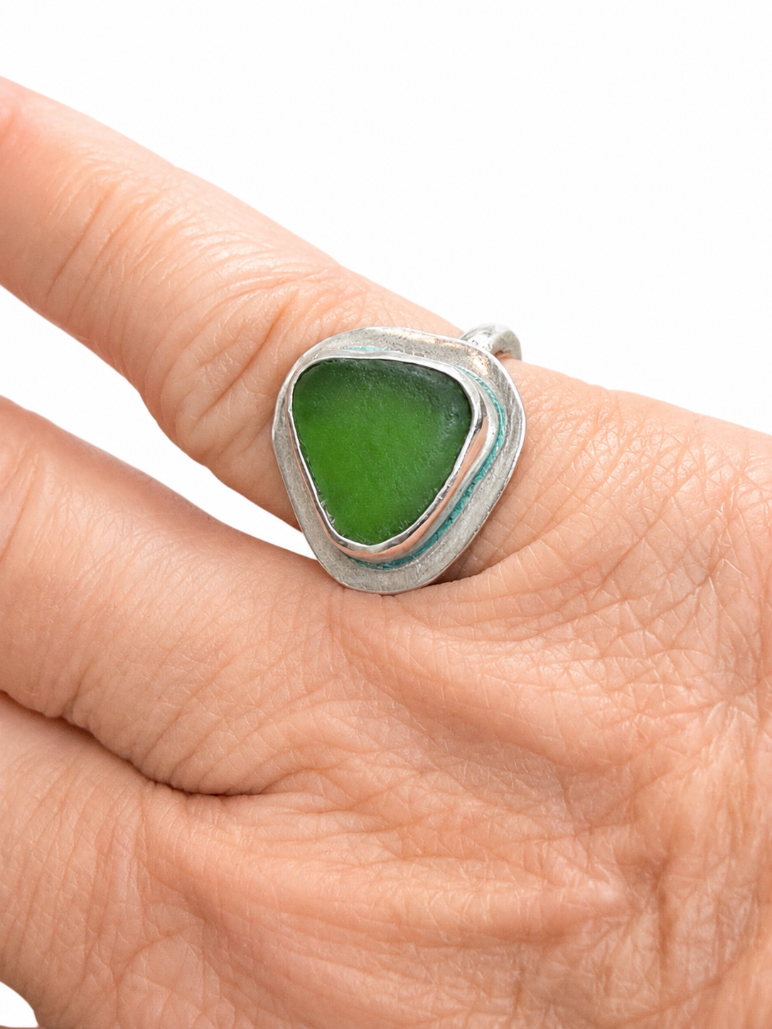 Forest Tide Sea Glass Ring – Sterling Silver | Size 4