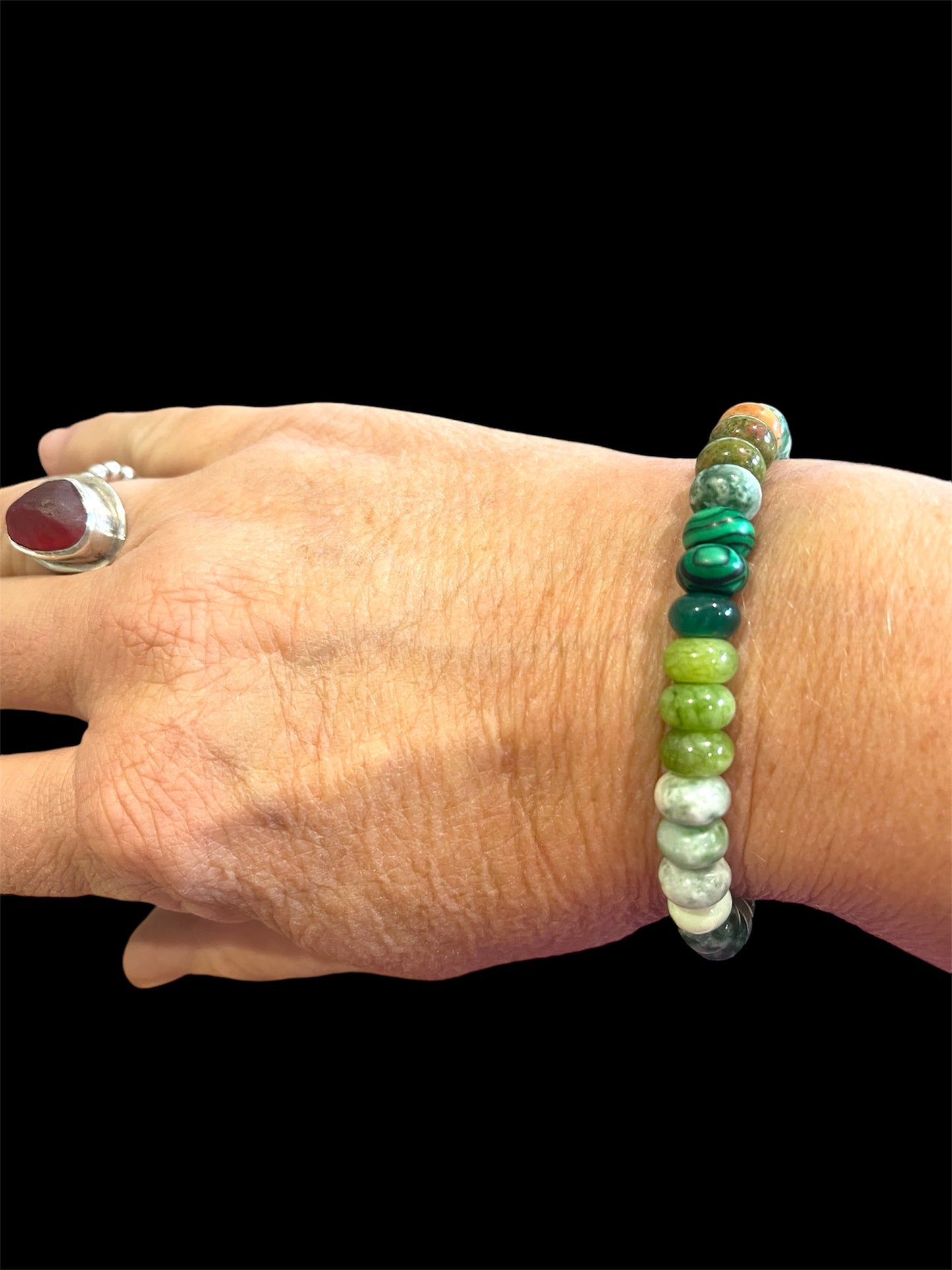 Seabed Serenity – Green and Brown Toned Semi Precious Beaded Bracelet