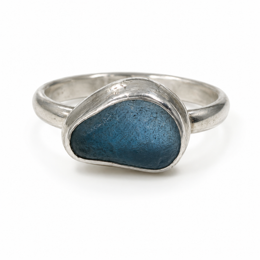 Cobalt Blue Sea Glass Ring – Size 8
