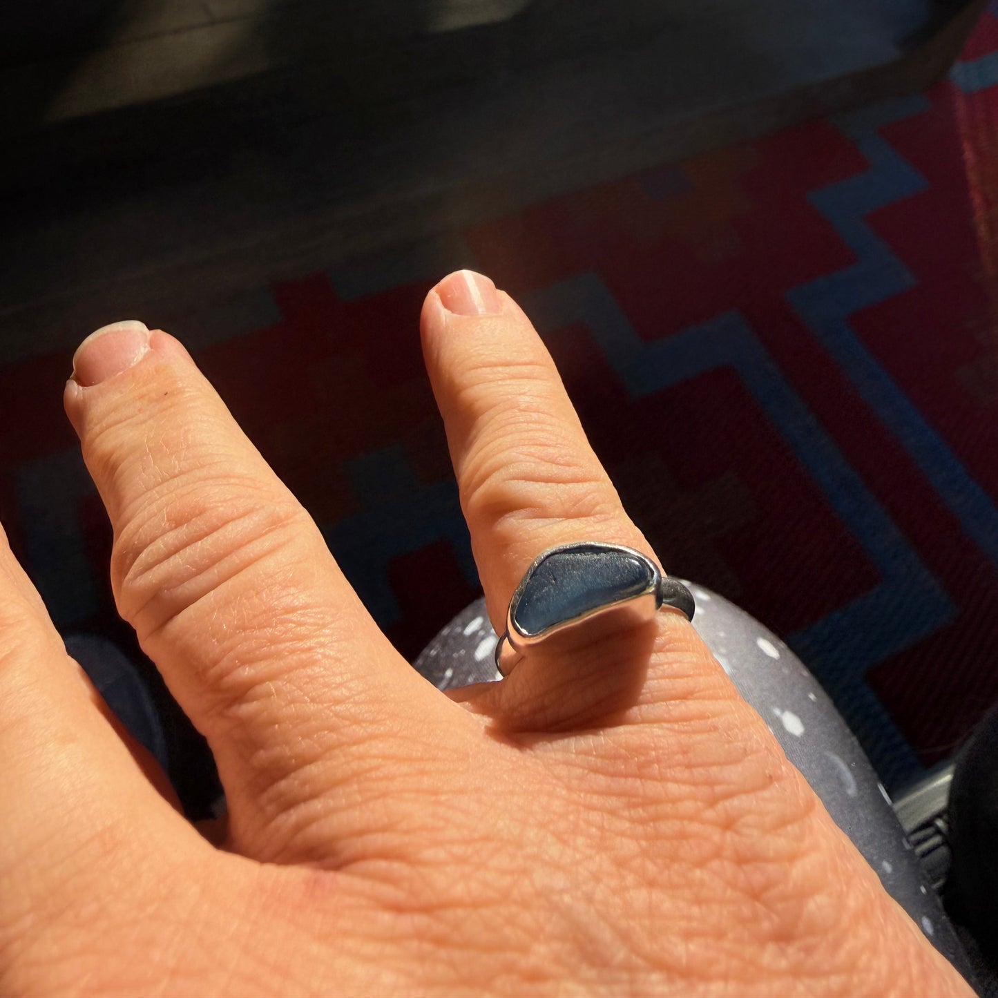 Deep Blue Sea Glass Ring – Sterling Silver | Size 5