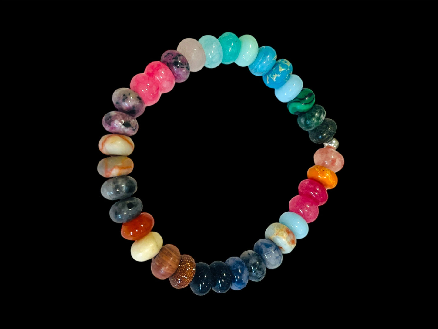 Coastal Kaleidoscope – Multicolored Semi-Precious Gemstone Beaded Bracelet