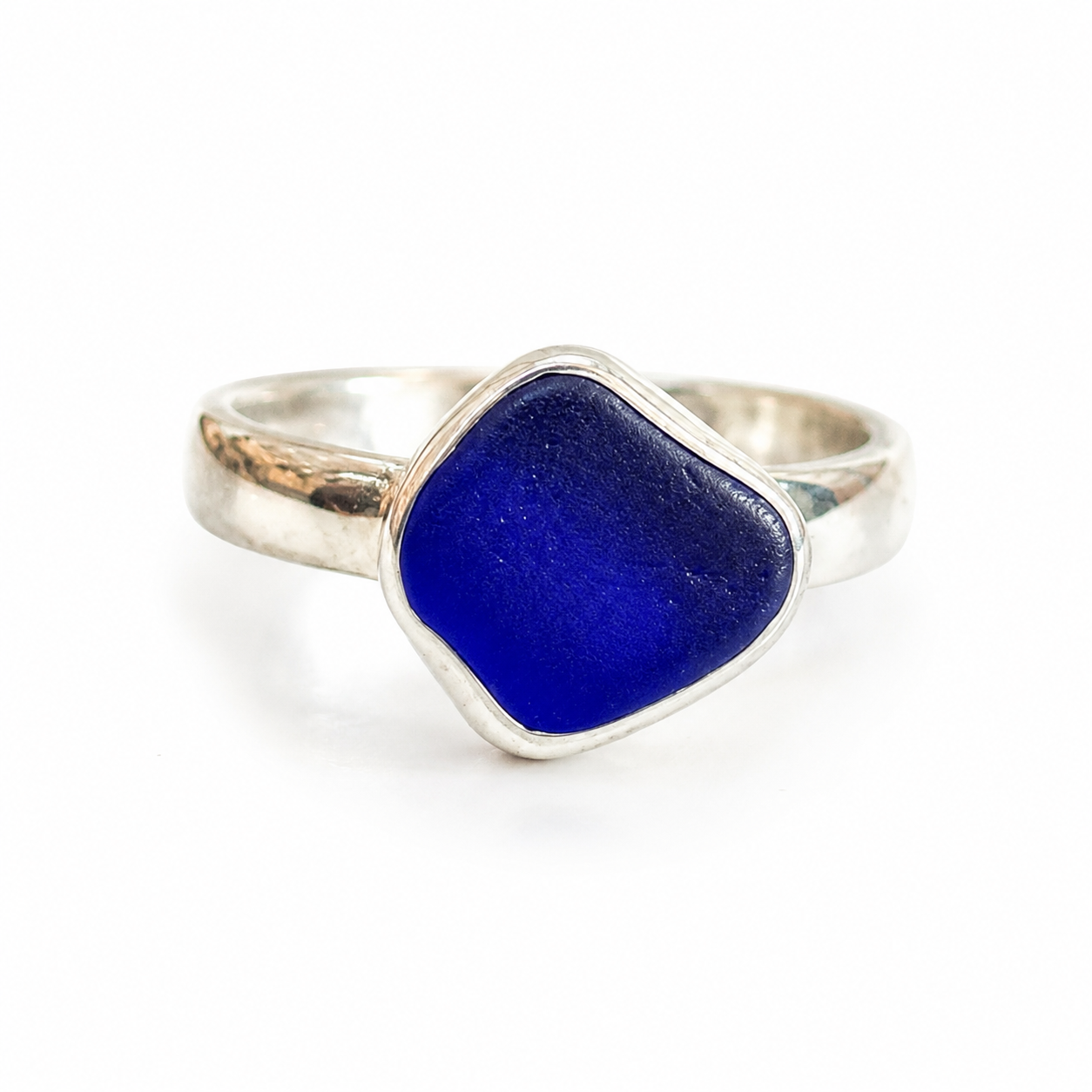 Cobalt Blue Sea Glass Ring – Handmade Sterling Silver | Size 6