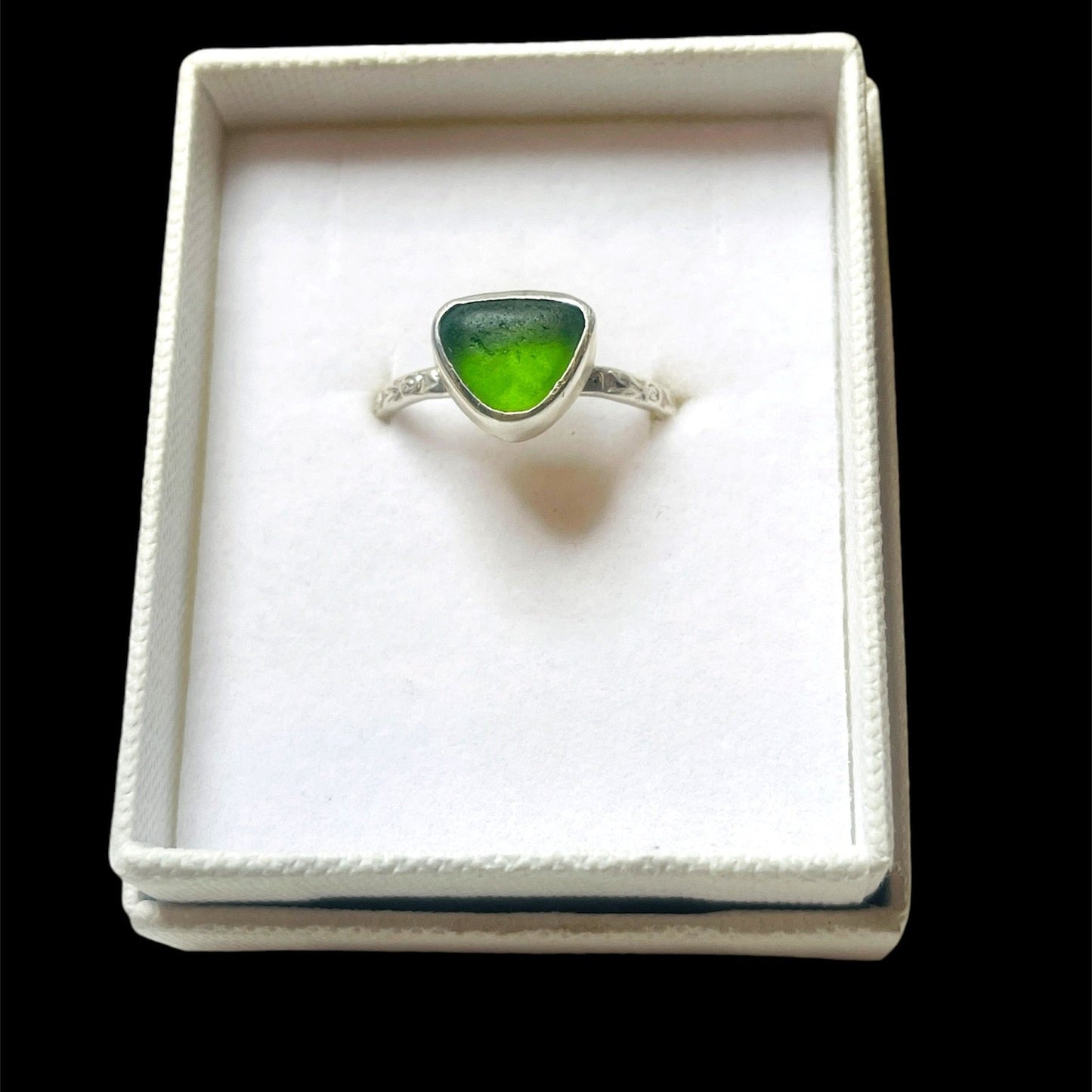 Seagreen Serenity: Genuine Sea Glass Ring - Size 9