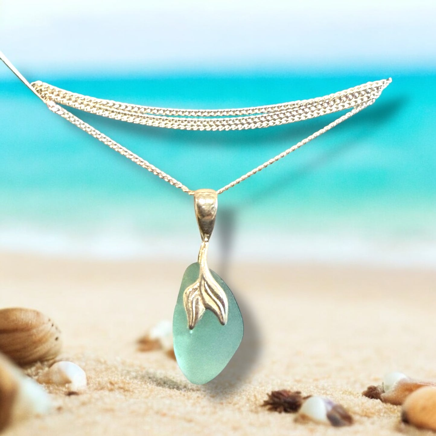 Mermaid’s Treasure: Sea Glass Pendant Necklace