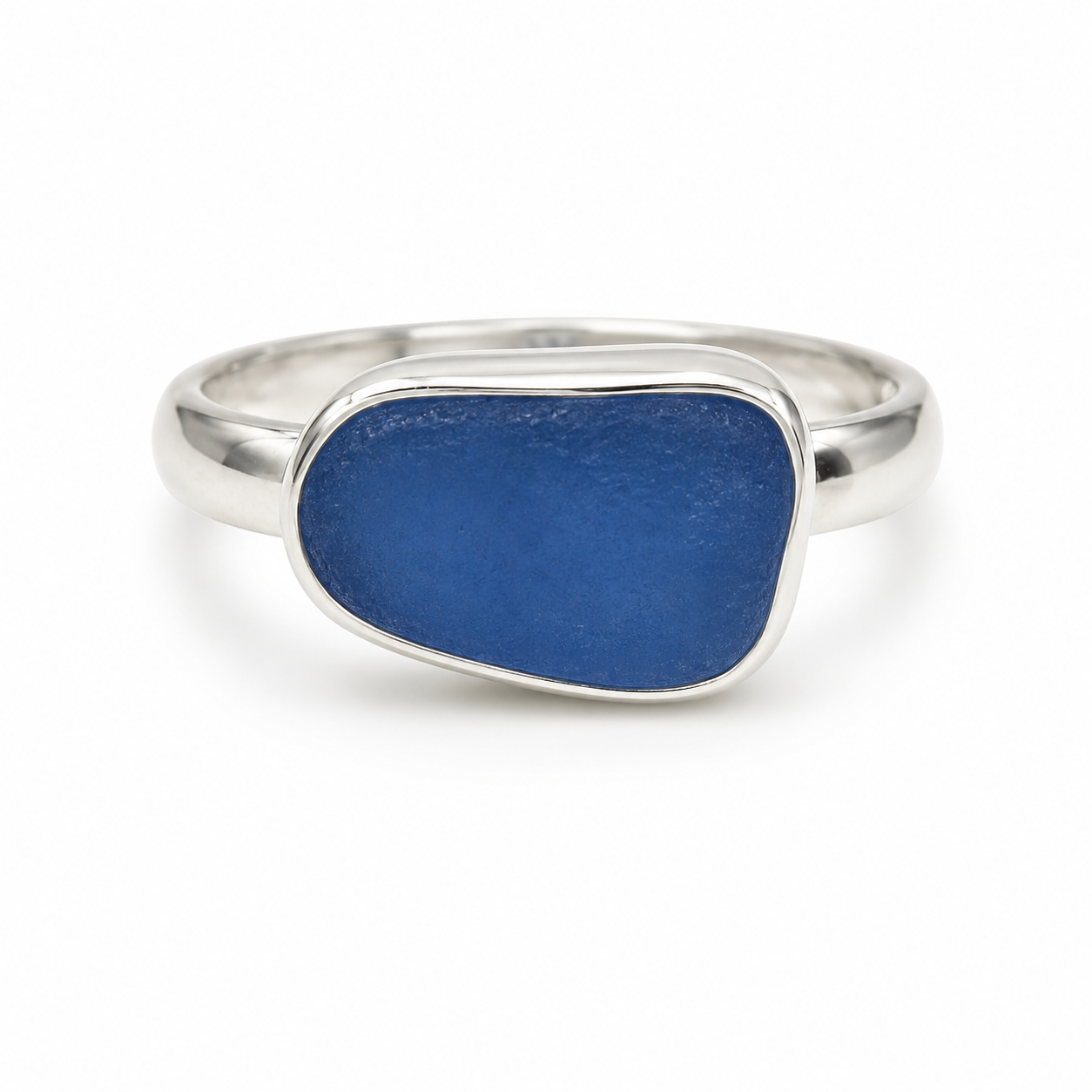 Cobalt Blue Sea Glass Sterling Silver Ring – Size 5.5