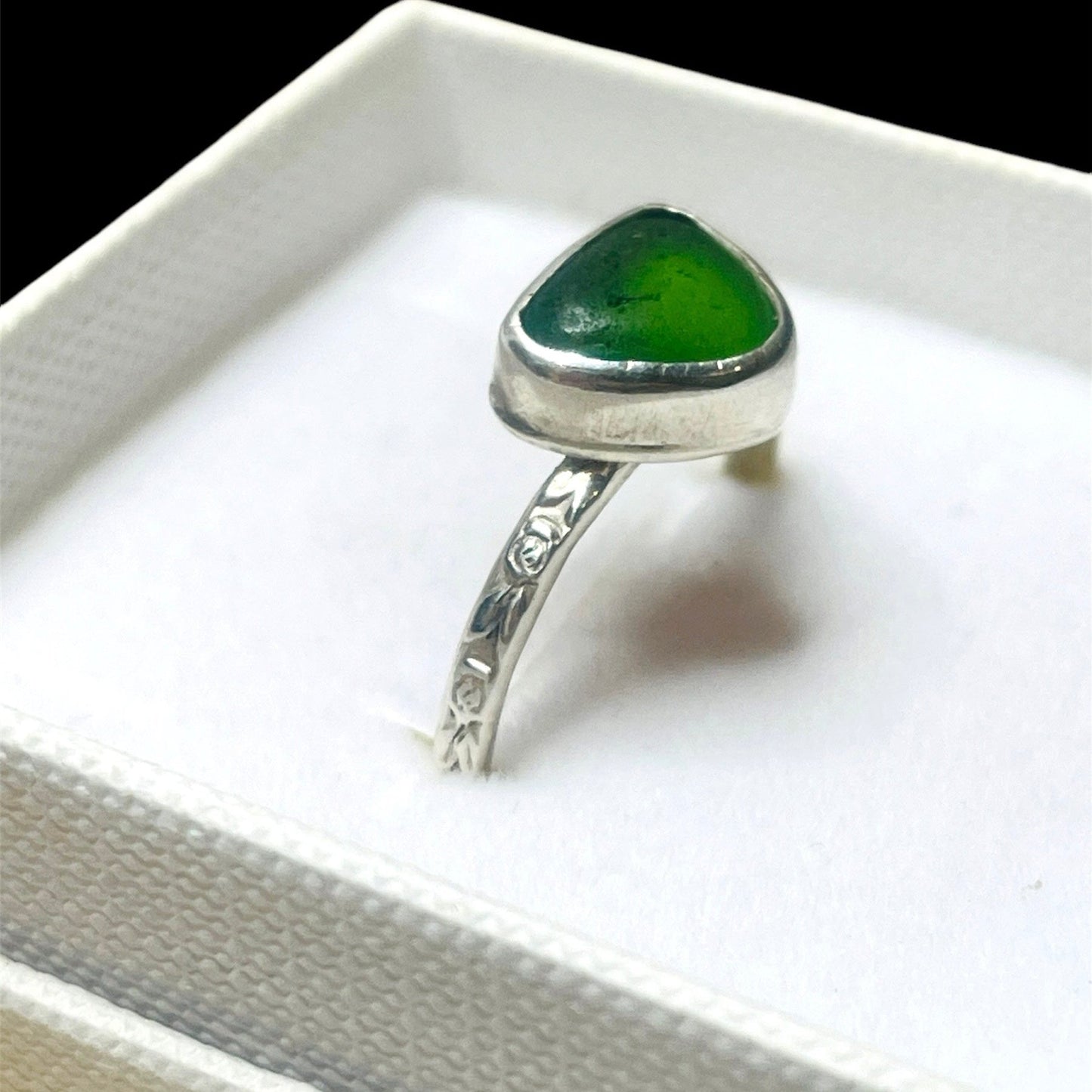 Seagreen Serenity: Genuine Sea Glass Ring - Size 9