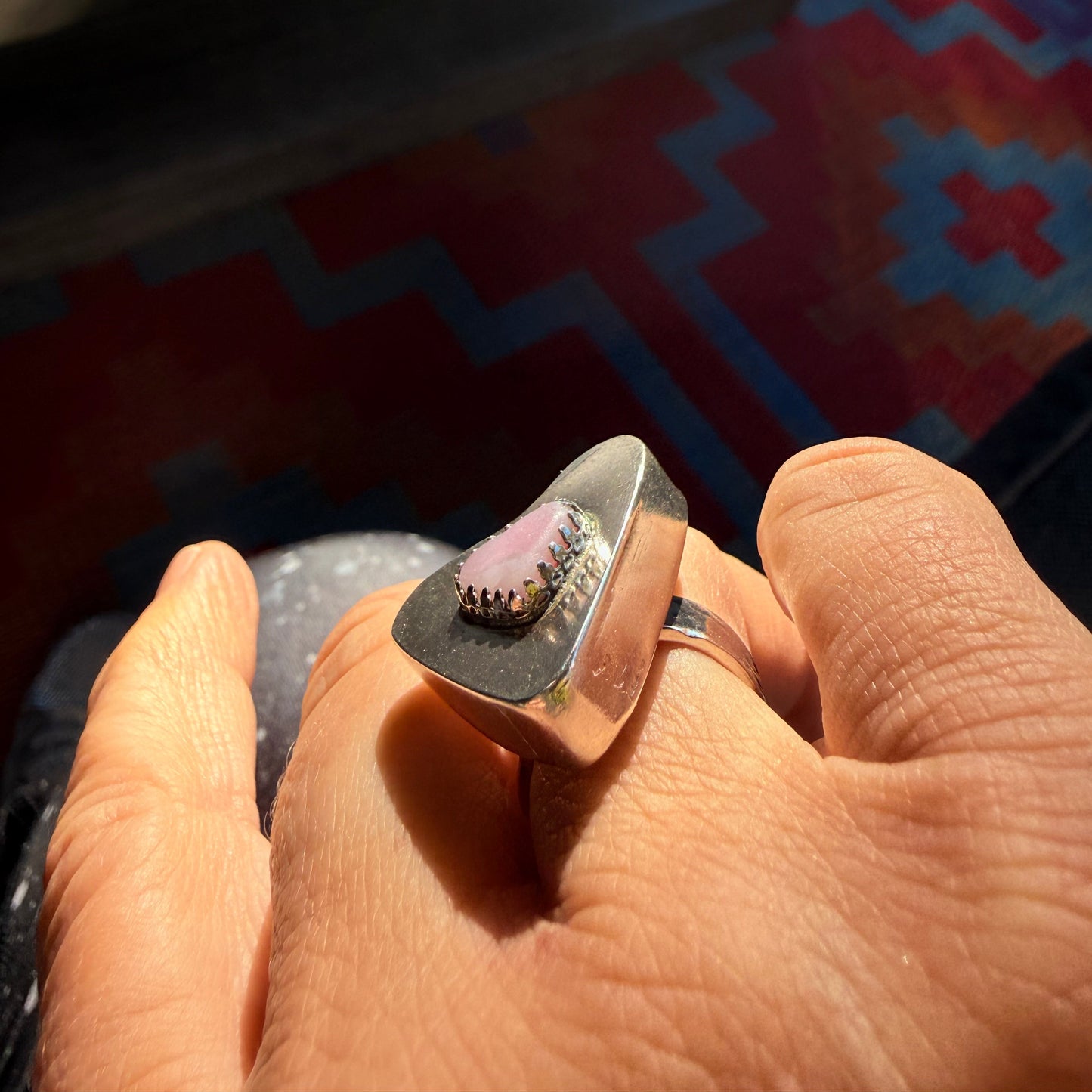Pink Sea Glass Hollow Form Statement Ring – Size 6 | One of a Kind Sterling Silver