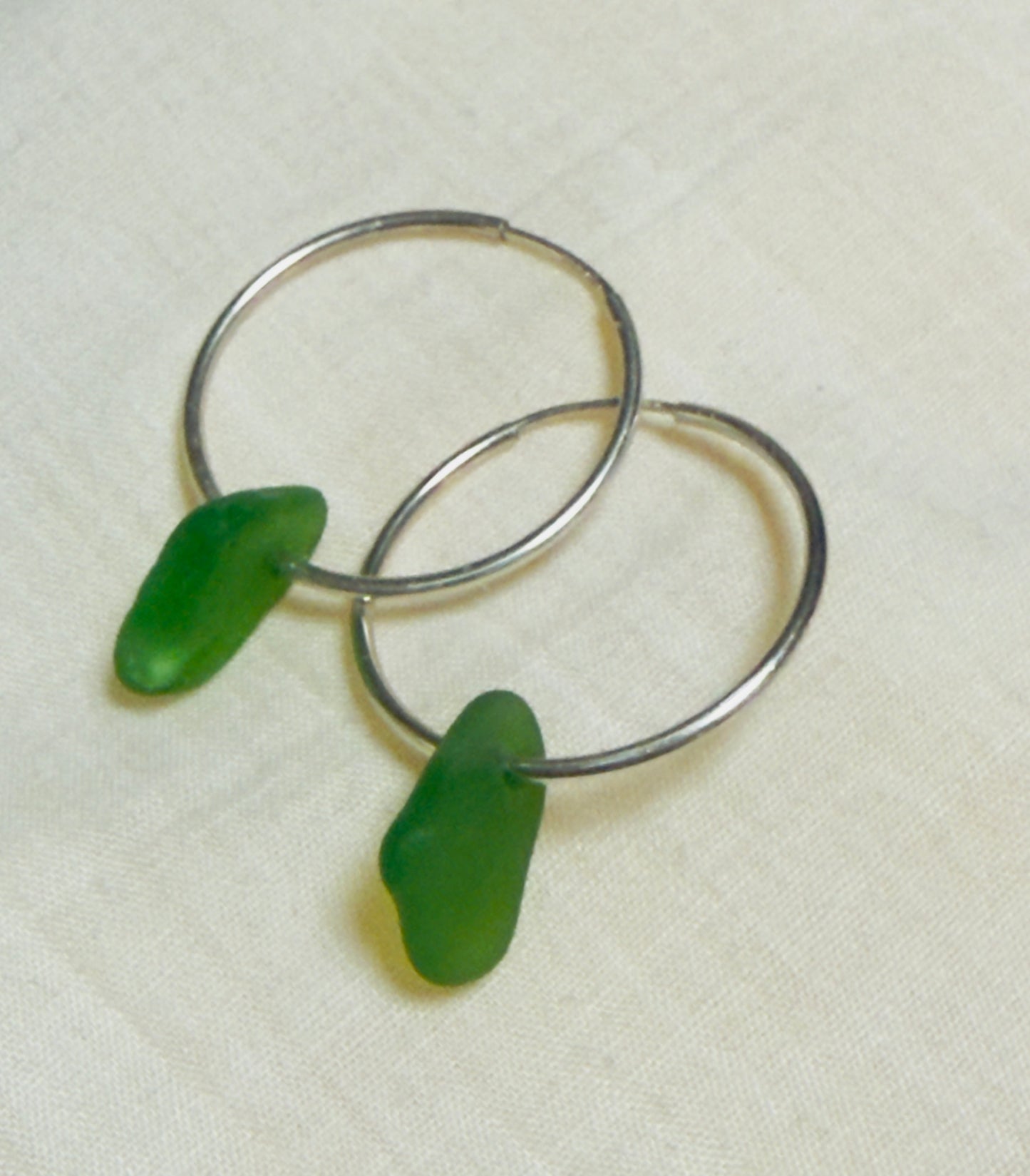 Coastal Green Sterling silver hoop earrings