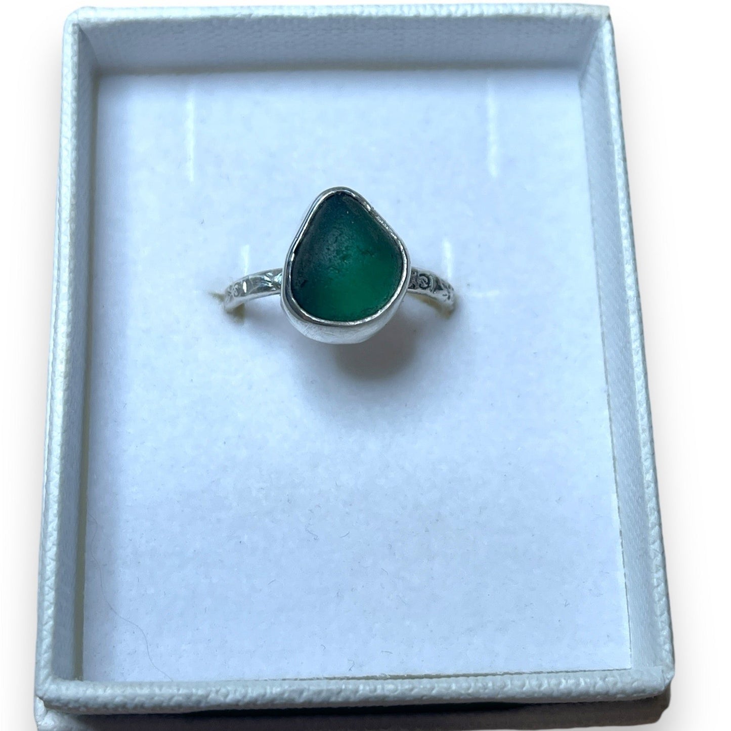 Emerald Tide: Green Sea Glass Ring – Size 6.5