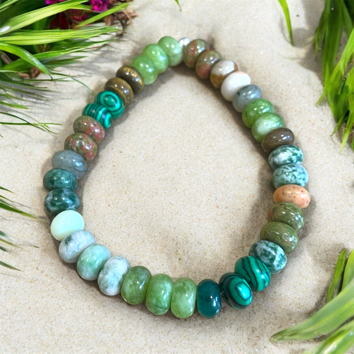 Seabed Serenity – Green and Brown Toned Semi Precious Beaded Bracelet