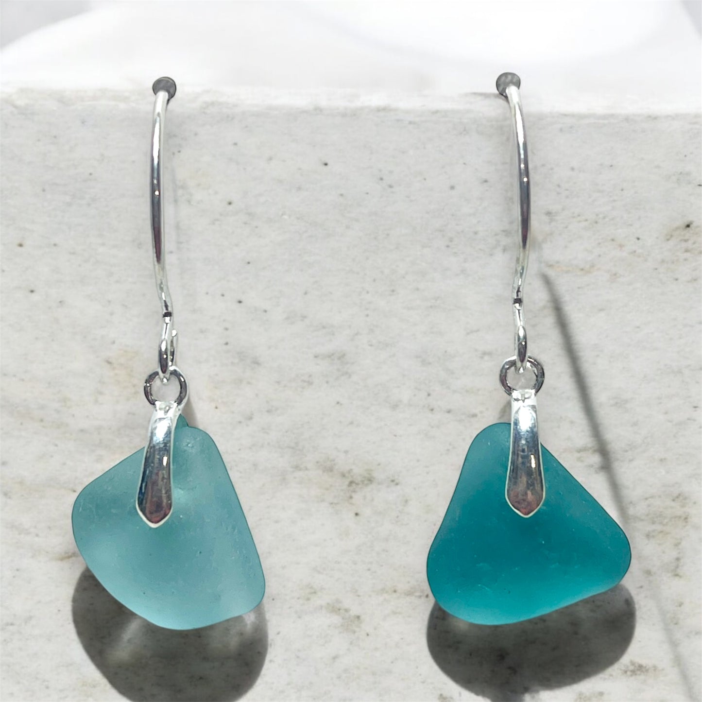 Ocean Breeze Earrings: Genuine Sea Glass in Organic Shapes on Sterling Silver