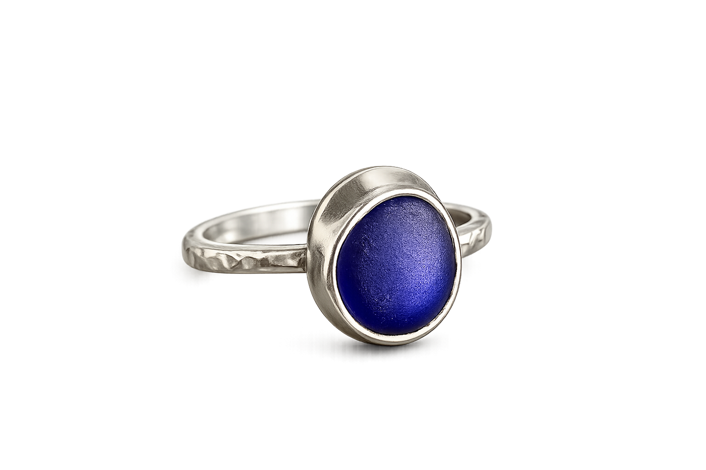 Cobalt Blue Sea Glass Ring | Sterling Silver | Handmade | Size 7.5