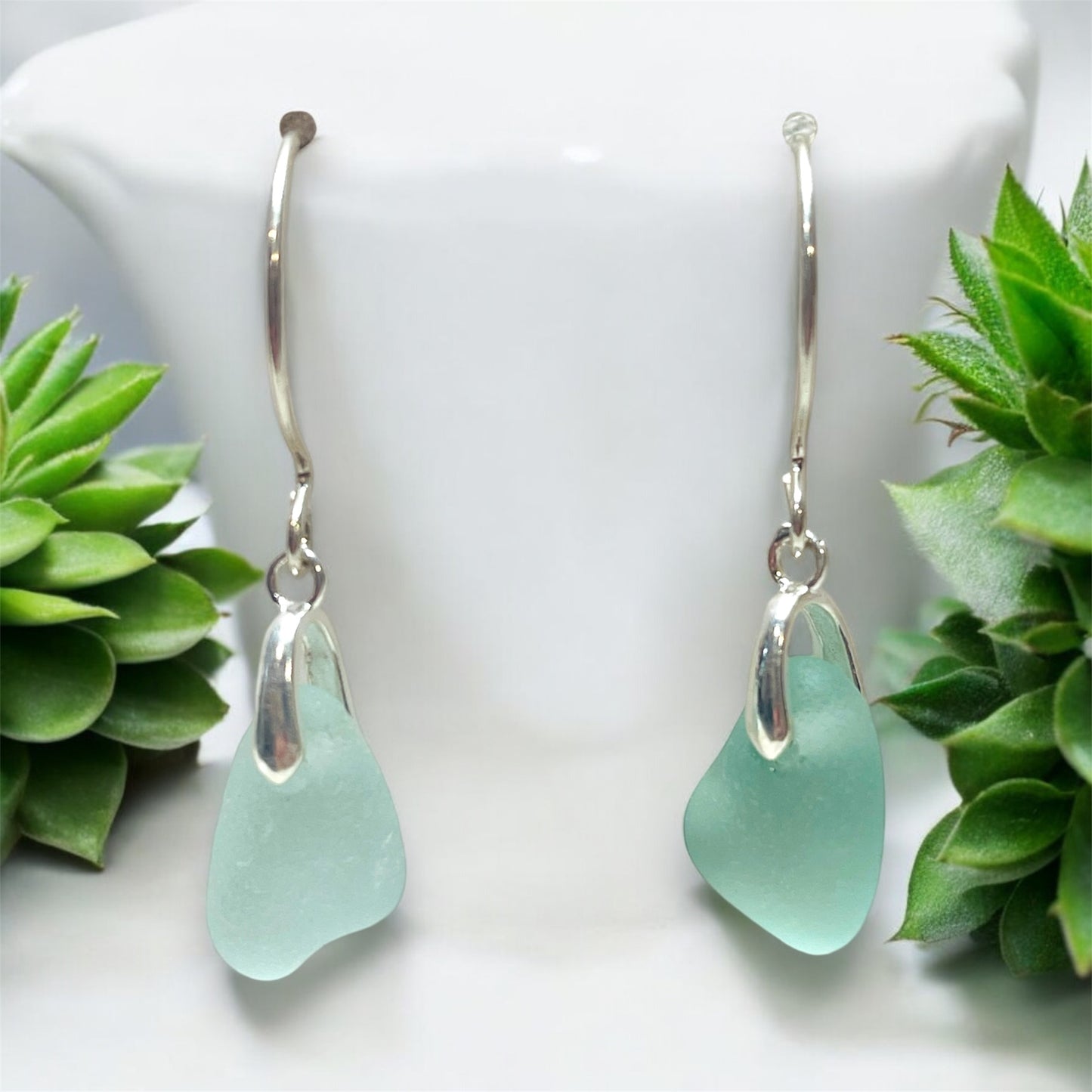 Ocean Breeze Earrings: Genuine Sea Glass in Organic Shapes on Sterling Silver