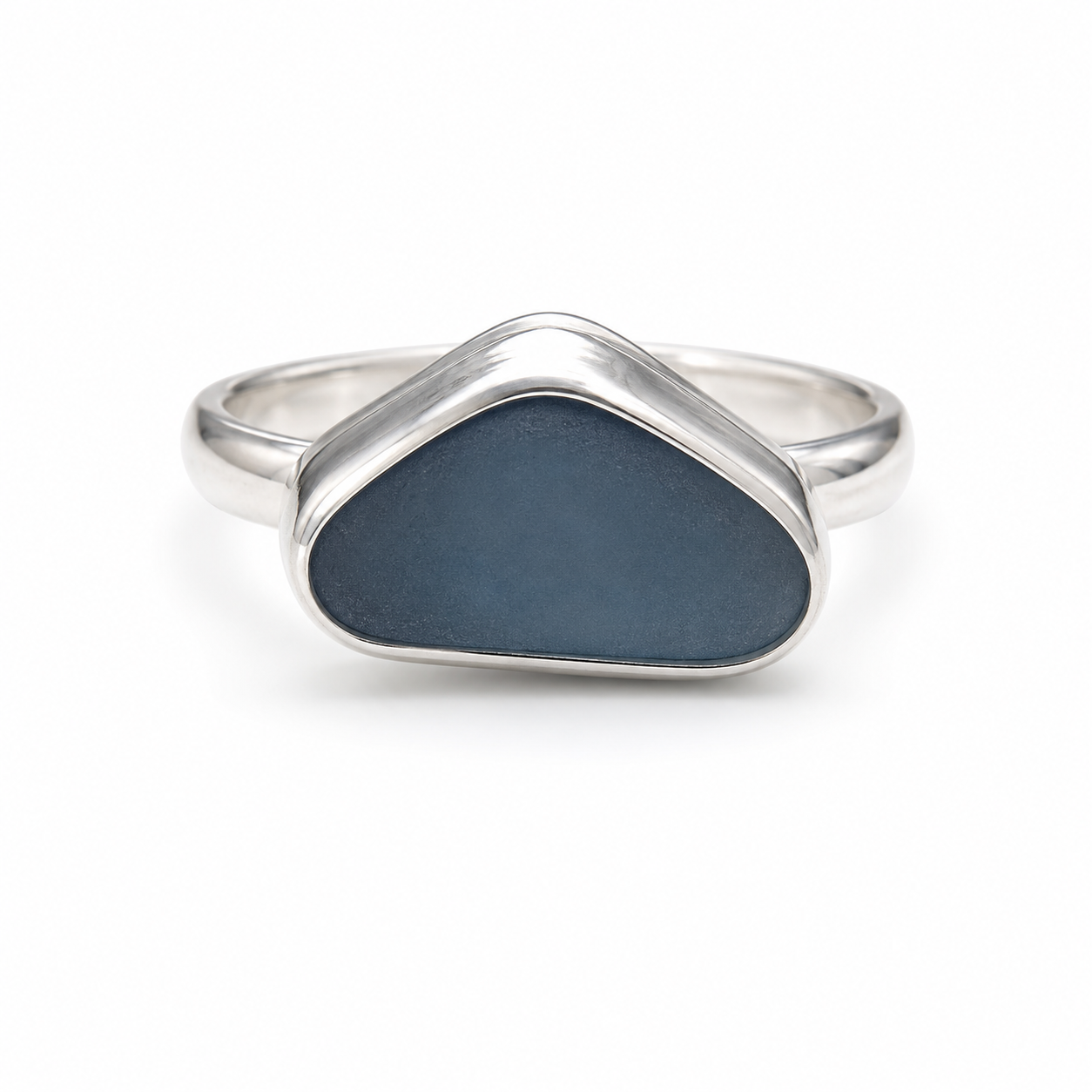 Deep Blue Sea Glass Ring – Sterling Silver | Size 5