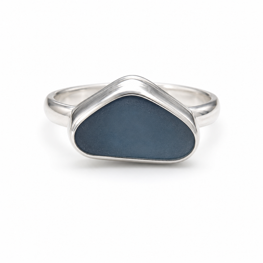 Deep Blue Sea Glass Ring – Sterling Silver | Size 5
