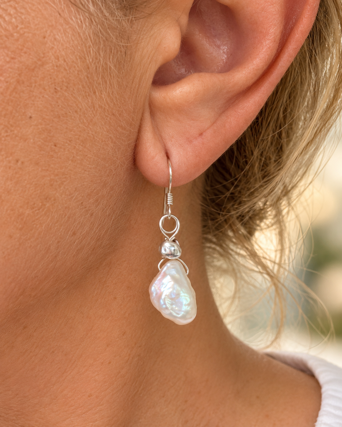 Freshwater pearl earrings.