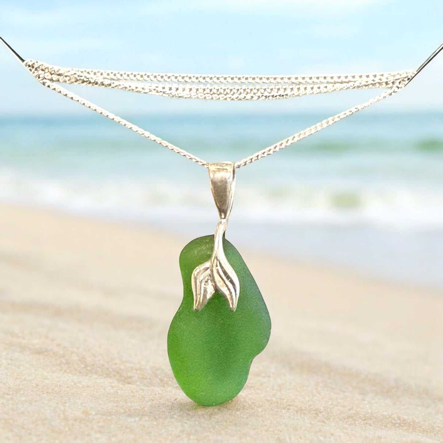 Mermaid’s Treasure: Sea Glass Pendant Necklace