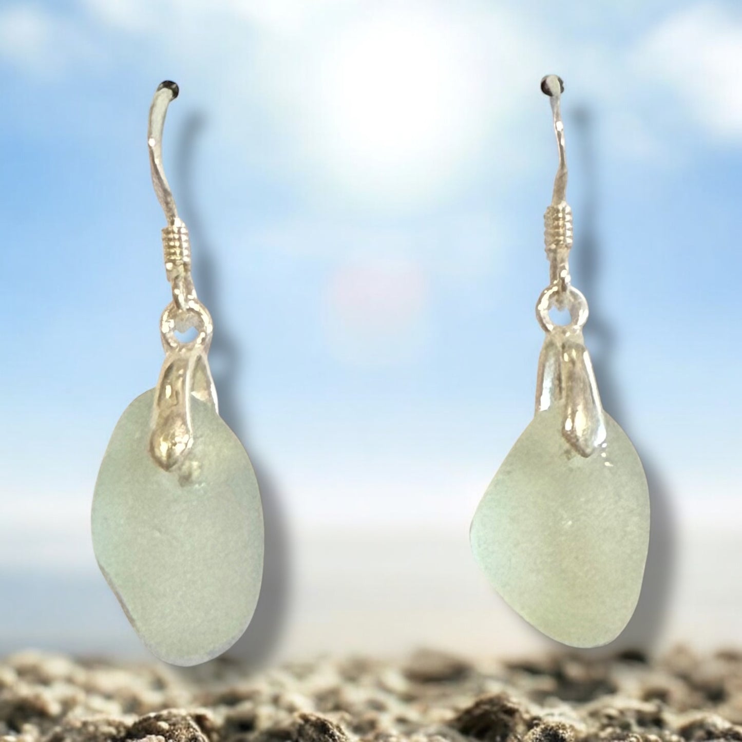 Ocean Breeze Earrings: Genuine Sea Glass in Organic Shapes on Sterling Silver